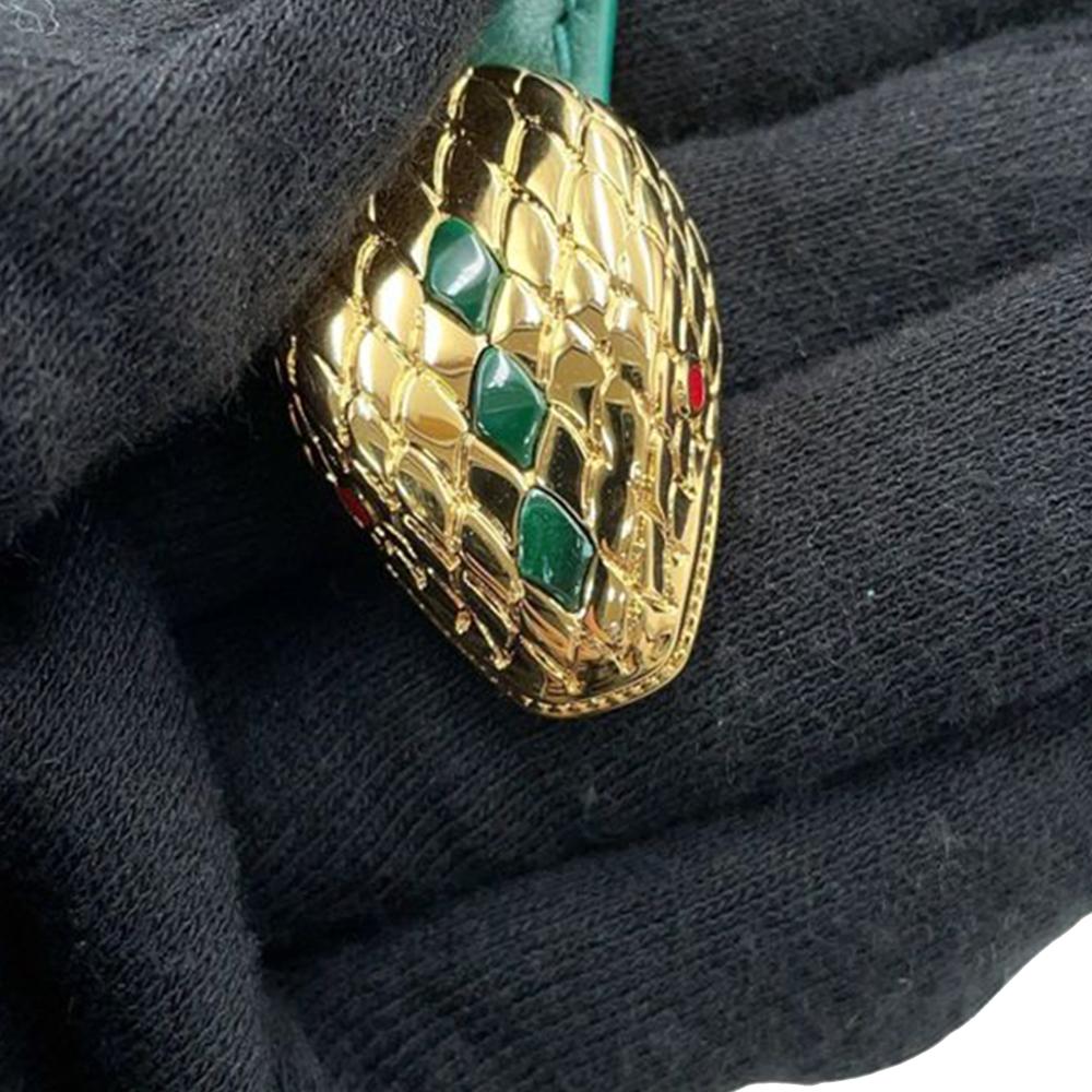 Bvlgari AB Bvlgari Green Calf Leather Small Serpenti Ellipse Satchel Italy