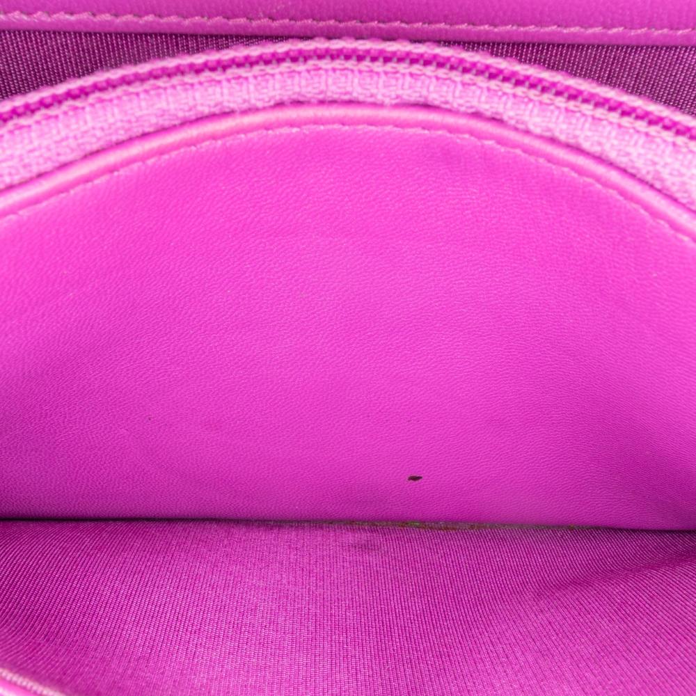 Chanel B Chanel Purple Magenta Lambskin Leather Leather Lambskin Coco Boy Wallet On Chain Italy