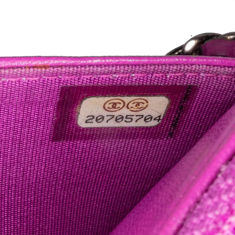 Chanel B Chanel Purple Magenta Lambskin Leather Leather Lambskin Coco Boy Wallet On Chain Italy