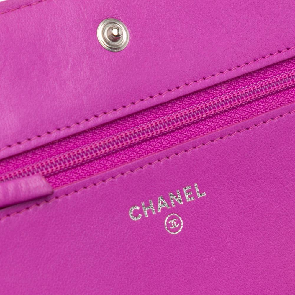 Chanel B Chanel Purple Magenta Lambskin Leather Leather Lambskin Coco Boy Wallet On Chain Italy