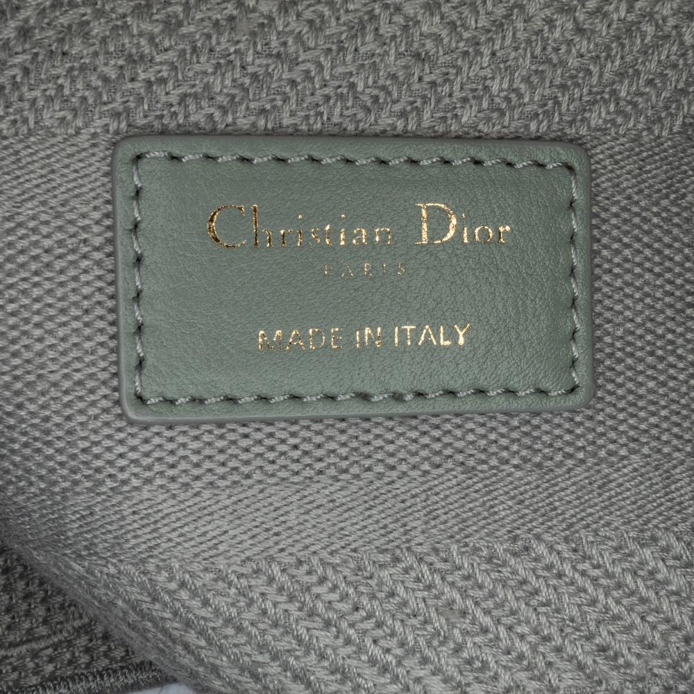 Christian Dior B Dior Gray Light Gray Canvas Fabric Medium Cannage Lady D Lite Italy