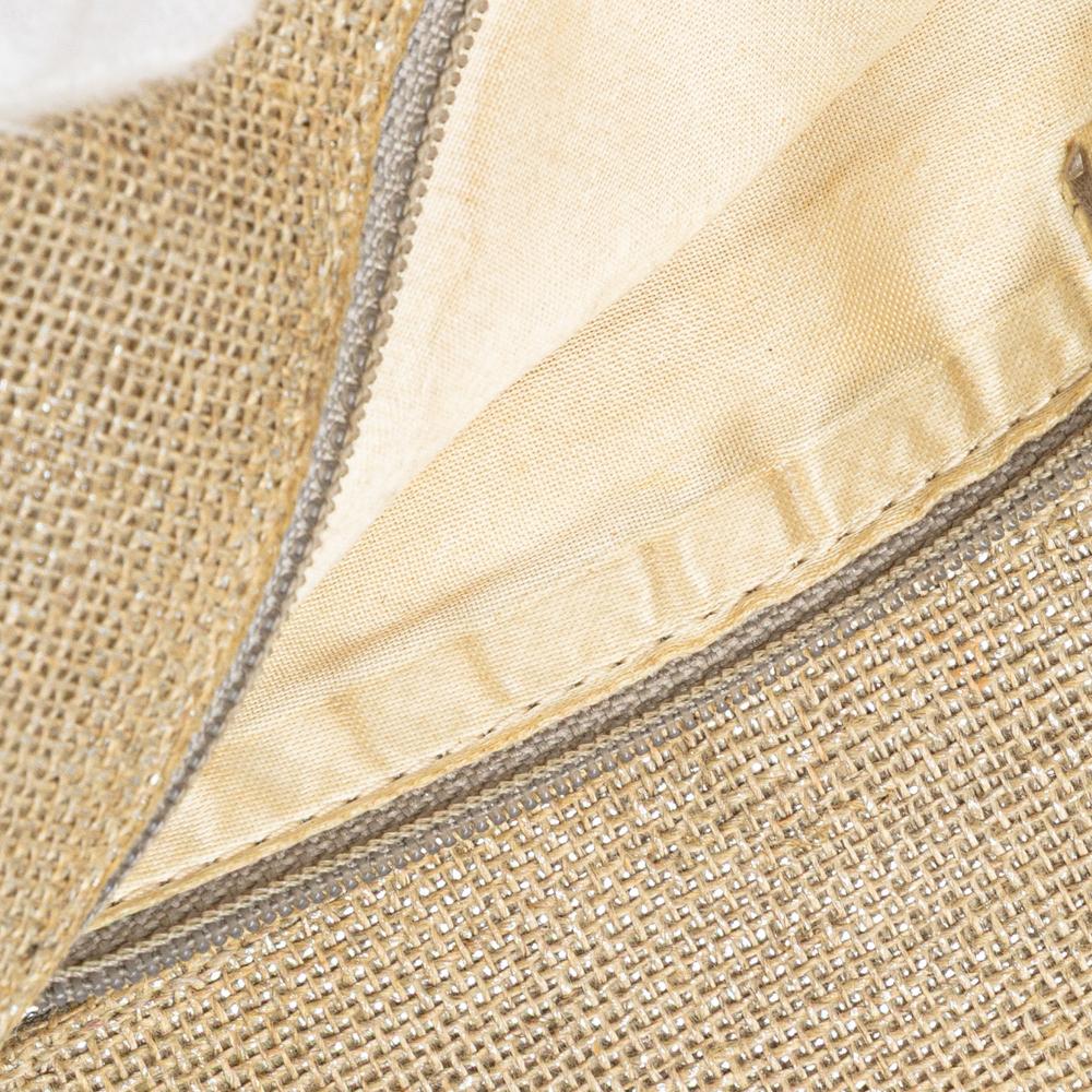 Chanel B Chanel Brown Beige Canvas Fabric CC Stitched Linen Chain Tote Italy