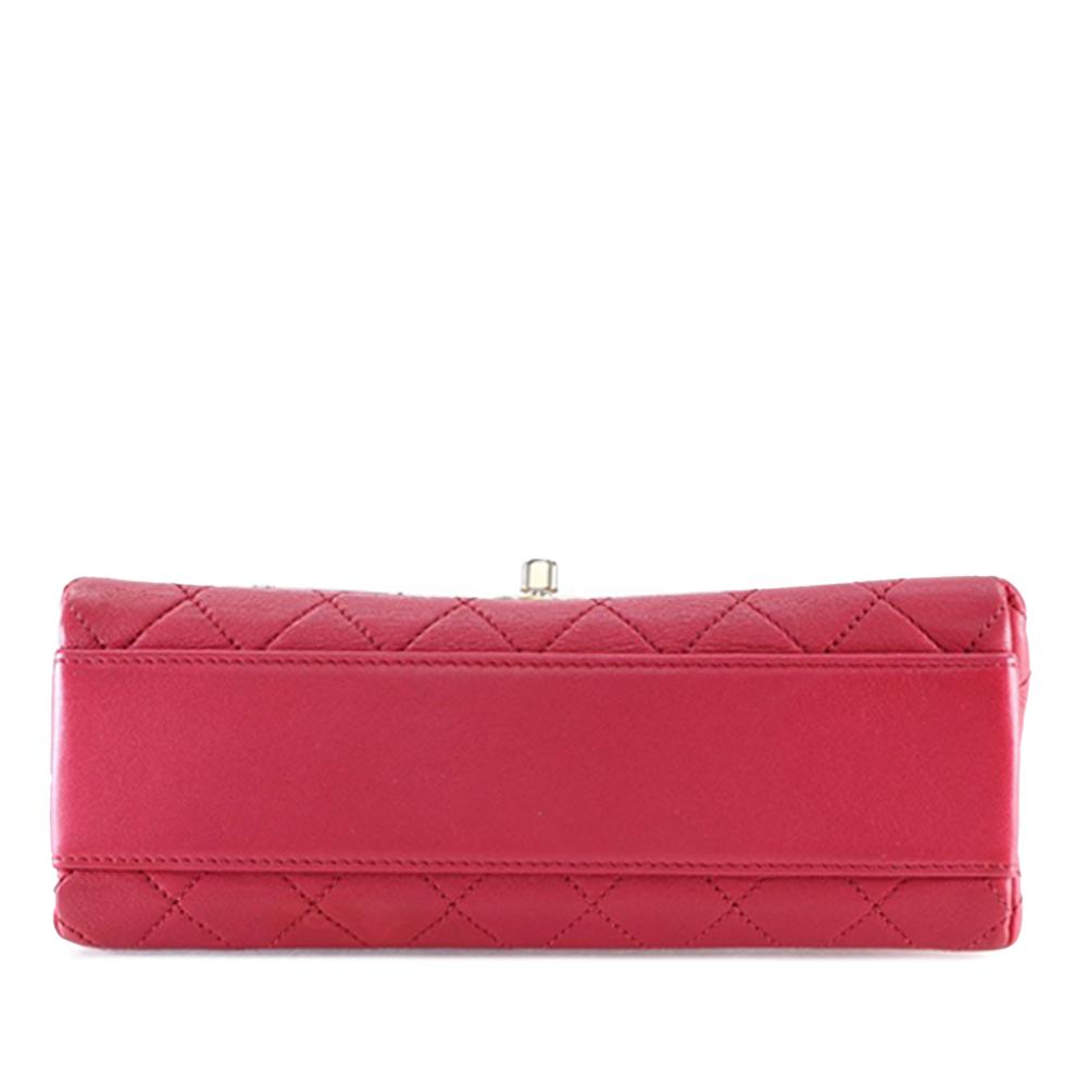 Chanel AB Chanel Pink Dark Pink Lambskin Leather Leather Medium Quilted Lambskin La Parisienne Flap Italy