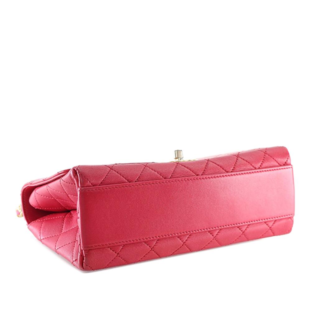Chanel AB Chanel Pink Dark Pink Lambskin Leather Leather Medium Quilted Lambskin La Parisienne Flap Italy