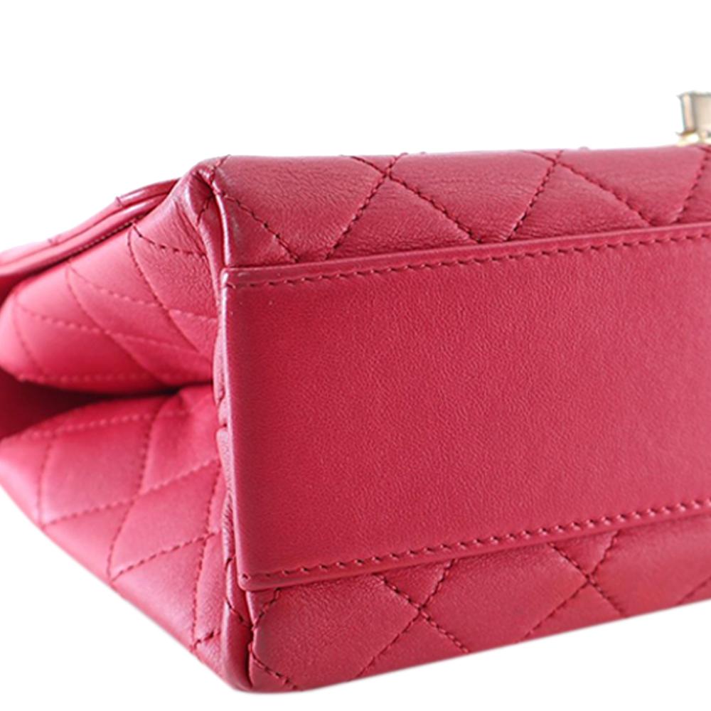 Chanel AB Chanel Pink Dark Pink Lambskin Leather Leather Medium Quilted Lambskin La Parisienne Flap Italy