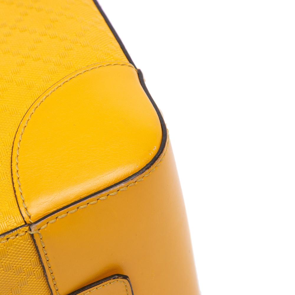 Gucci B Gucci Yellow Mustard Calf Leather Diamante Bright Satchel Italy