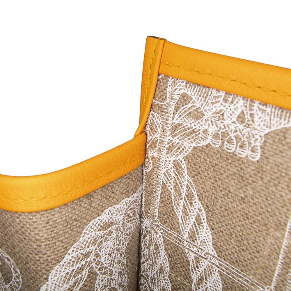 Hermès AB Hermès Yellow Mustard with Brown Taupe Calf Leather Evergrain and Toile Petit H Bell Tote France