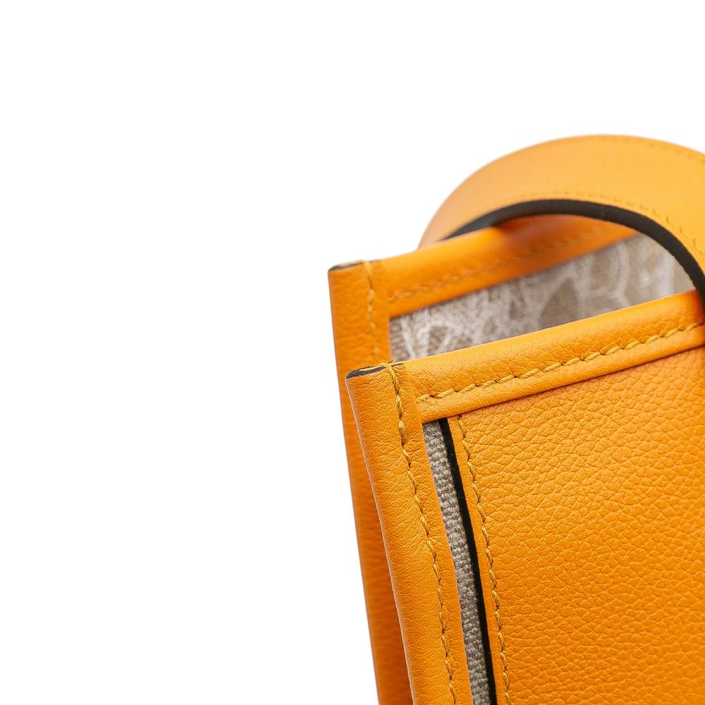 Hermès AB Hermès Yellow Mustard with Brown Taupe Calf Leather Evergrain and Toile Petit H Bell Tote France