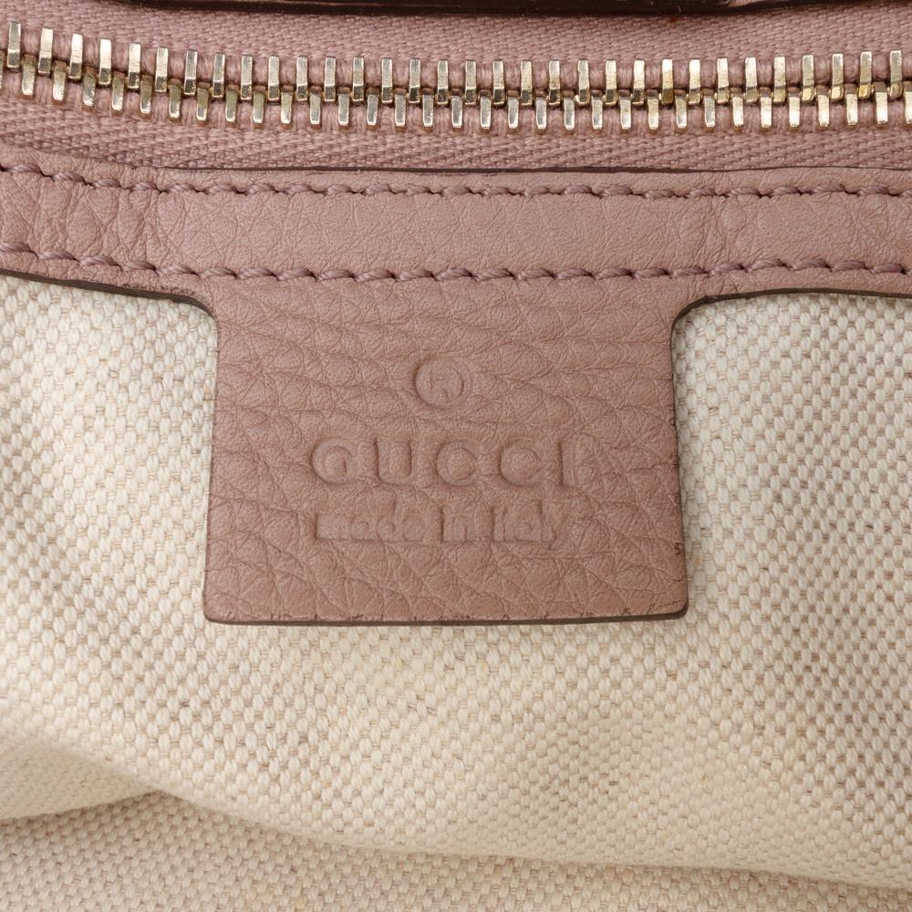 Gucci B Gucci Pink Calf Leather Medium skin Bamboo Shopper Satchel Italy