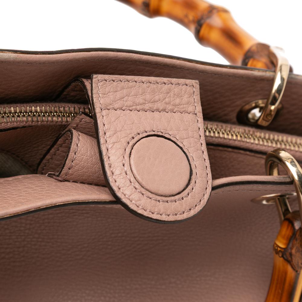 Gucci B Gucci Pink Calf Leather Medium skin Bamboo Shopper Satchel Italy
