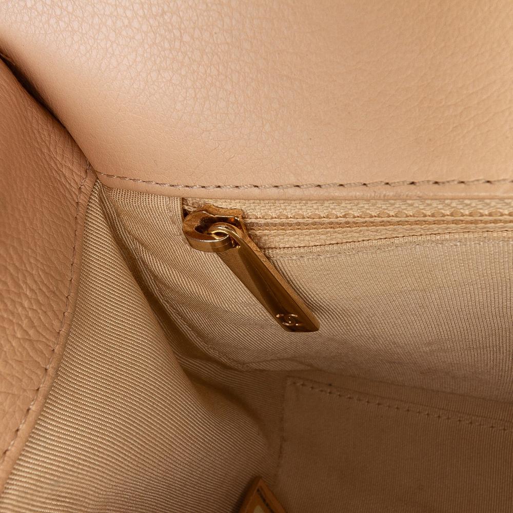 Chanel B Chanel Brown Beige Calf Leather Medium Quilted skin Label Click Flap Italy