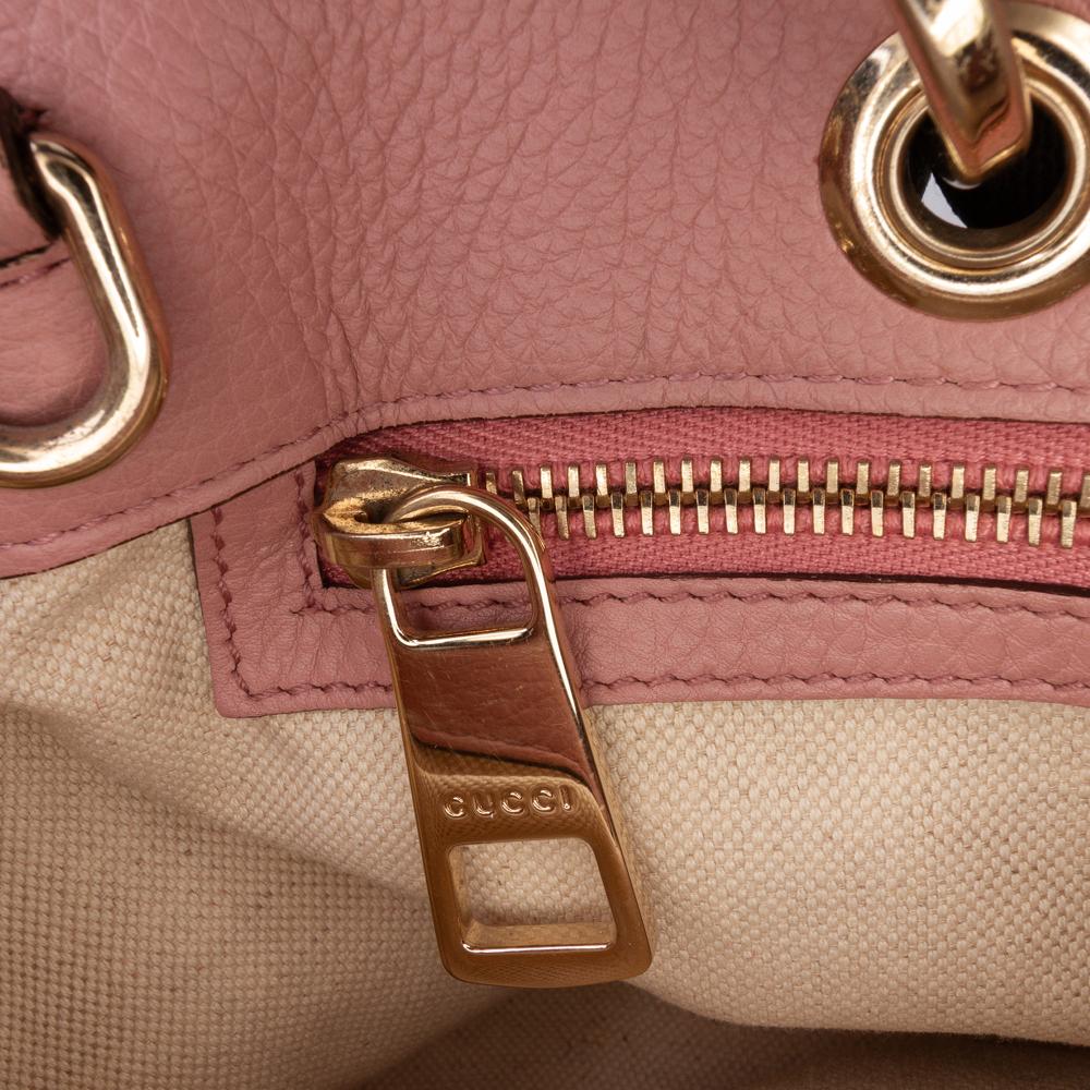 Gucci B Gucci Pink Calf Leather Medium skin Bamboo Shopper Satchel Italy