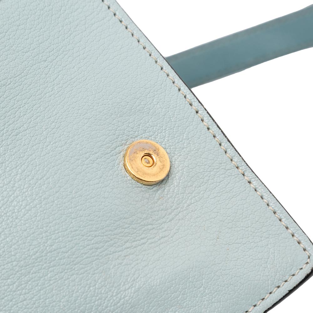 Miu Miu B Miu Miu Blue Light Blue Goatskin Leather Madras Soft Calf Crystal Embellished Crossbody Italy