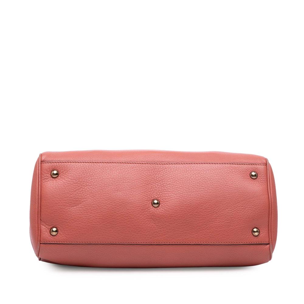 Gucci B Gucci Pink Salmon Calf Leather Medium skin Bamboo Shopper Satchel Italy