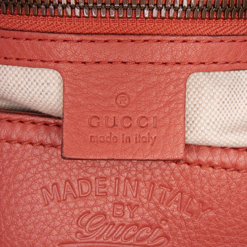 Gucci B Gucci Pink Salmon Calf Leather Medium skin Bamboo Shopper Satchel Italy