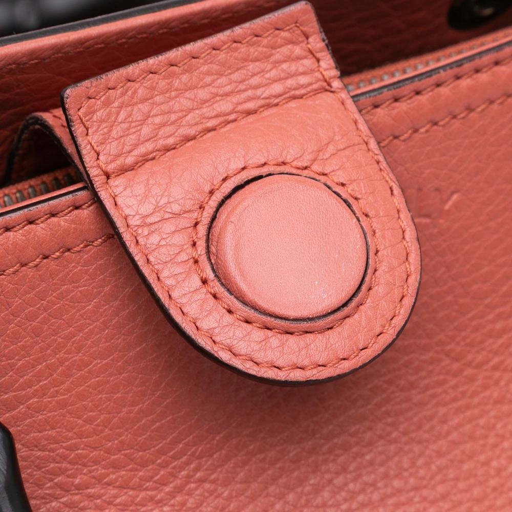 Gucci B Gucci Pink Salmon Calf Leather Medium skin Bamboo Shopper Satchel Italy