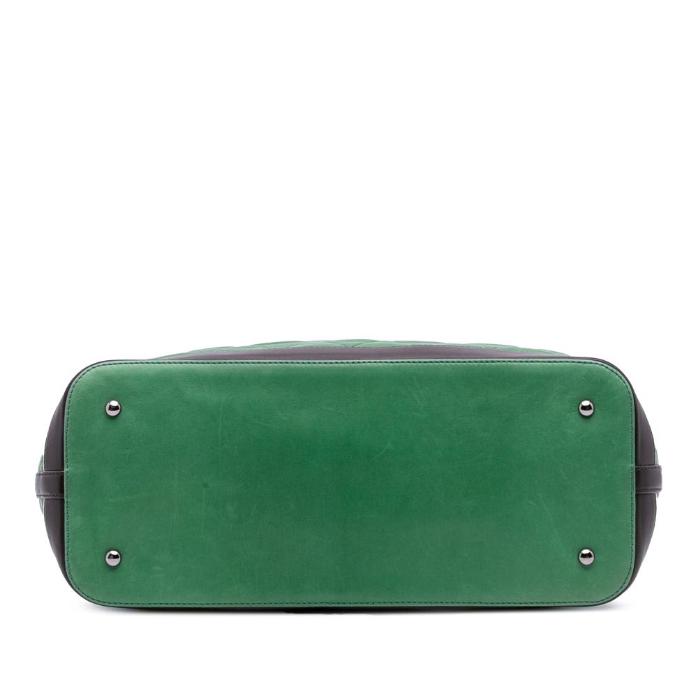 Chanel B Chanel Green with Black Lambskin Leather Leather Large Quilted Lambskin Country Club Tote Italy