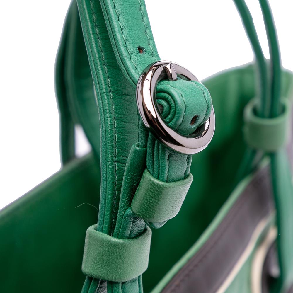 Chanel B Chanel Green with Black Lambskin Leather Leather Large Quilted Lambskin Country Club Tote Italy