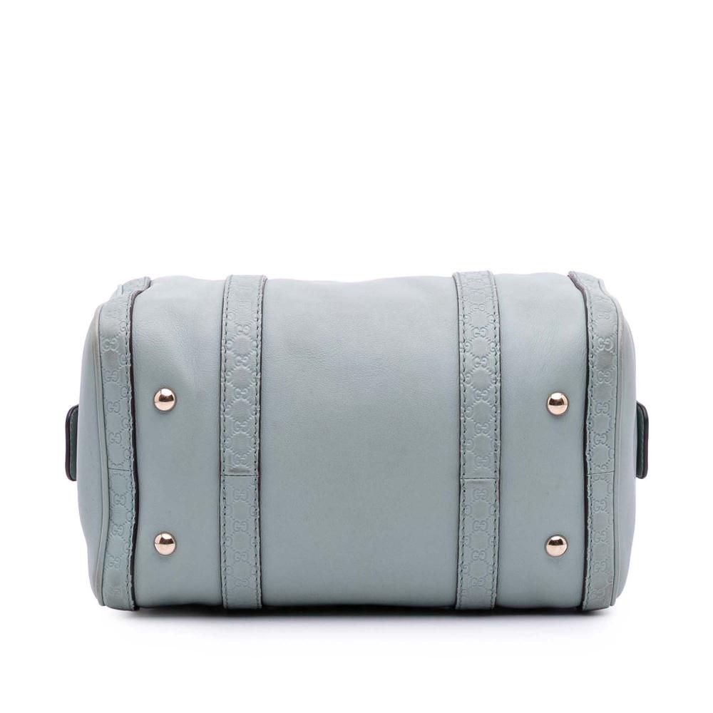 Gucci B Gucci Blue Light Blue Calf Leather Small Microguccissima Trimmed Joy Boston Bag Italy