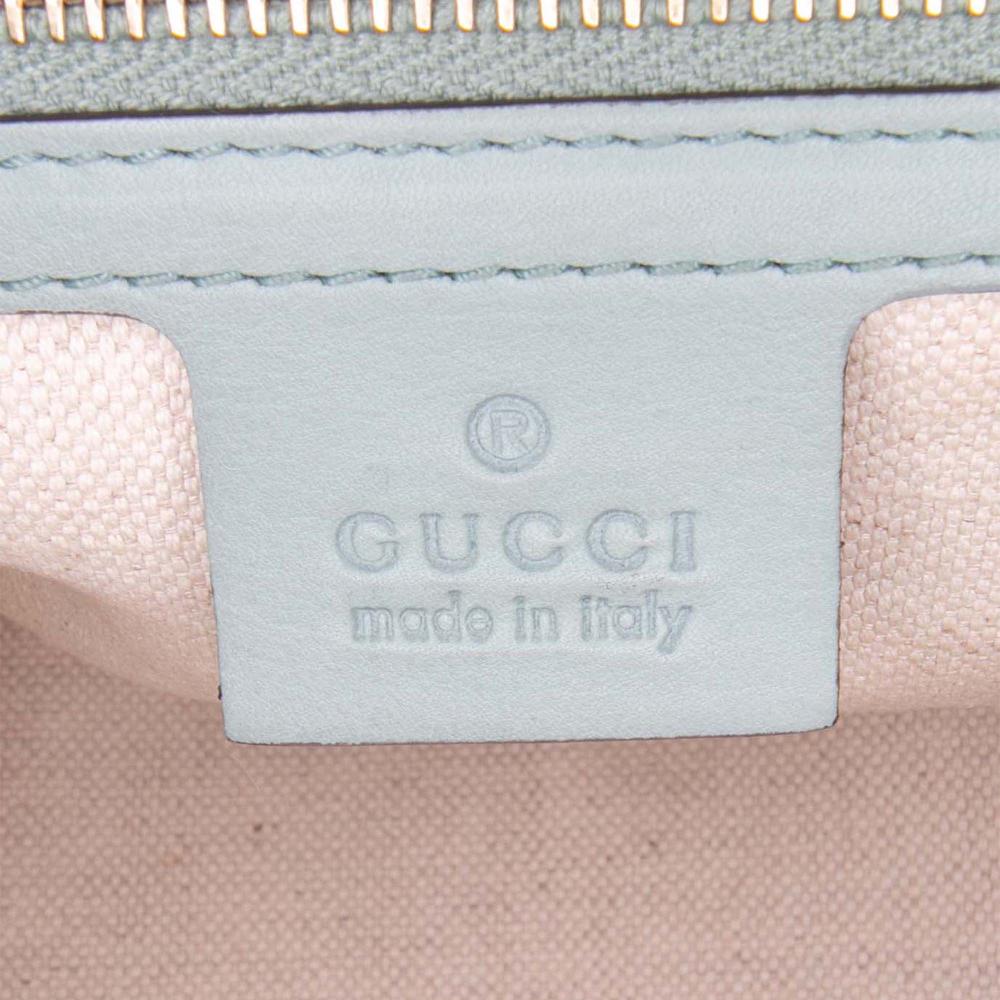 Gucci B Gucci Blue Light Blue Calf Leather Small Microguccissima Trimmed Joy Boston Bag Italy