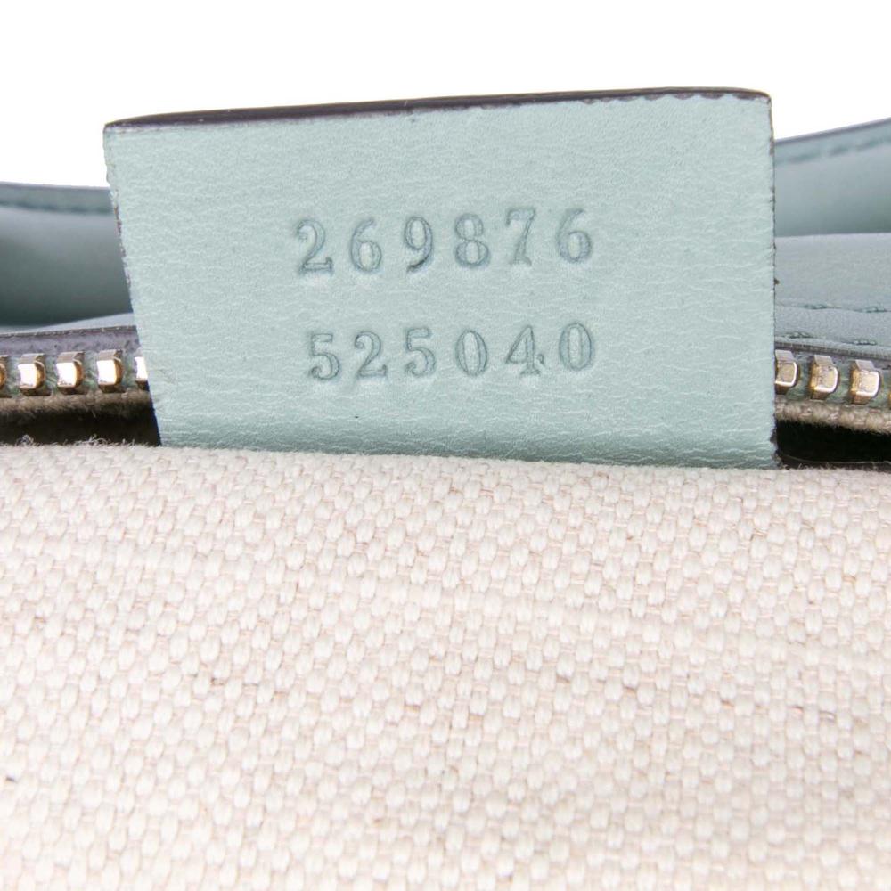 Gucci B Gucci Blue Light Blue Calf Leather Small Microguccissima Trimmed Joy Boston Bag Italy