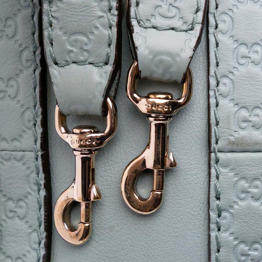 Gucci B Gucci Blue Light Blue Calf Leather Small Microguccissima Trimmed Joy Boston Bag Italy