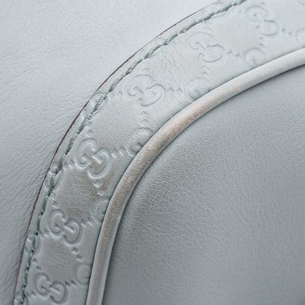 Gucci B Gucci Blue Light Blue Calf Leather Small Microguccissima Trimmed Joy Boston Bag Italy