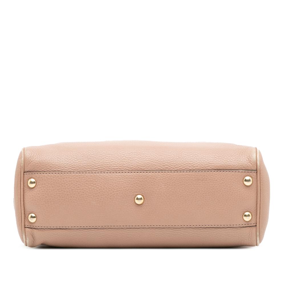 Gucci B Gucci Pink Calf Leather Small skin Bamboo Shopper Satchel Italy