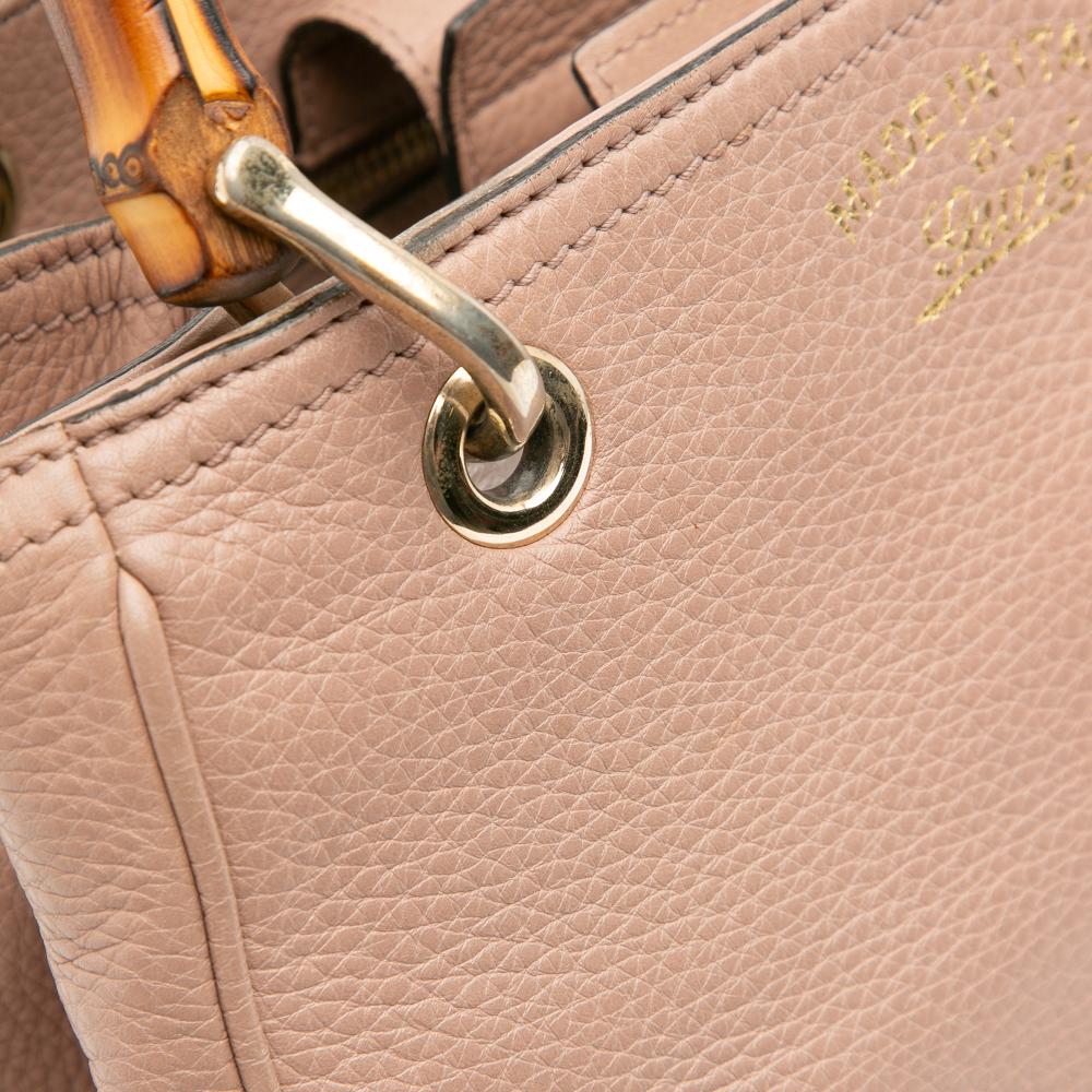 Gucci B Gucci Pink Calf Leather Small skin Bamboo Shopper Satchel Italy