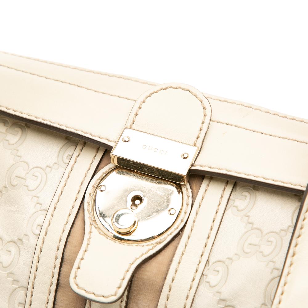 Gucci B Gucci White Calf Leather Guccissima Treasure Handbag Italy