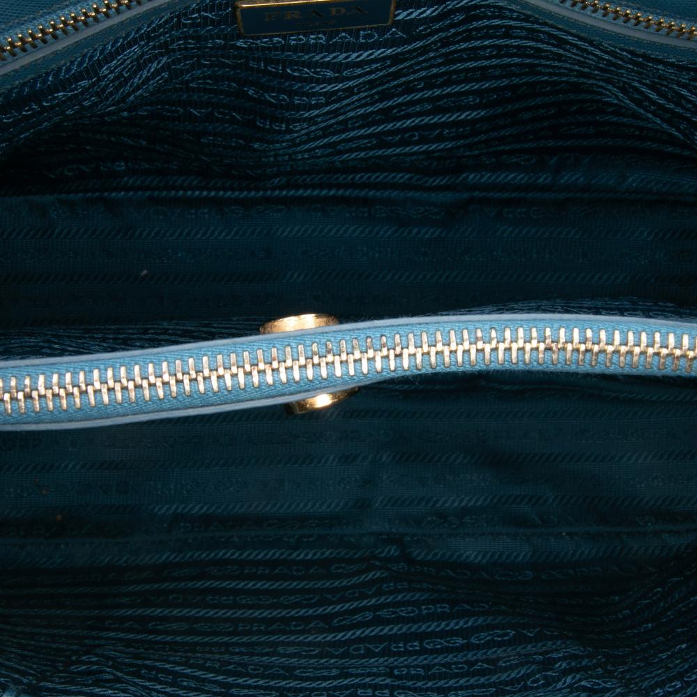 Prada B Prada Blue Saffiano Leather Medium Lux Galleria Satchel Italy