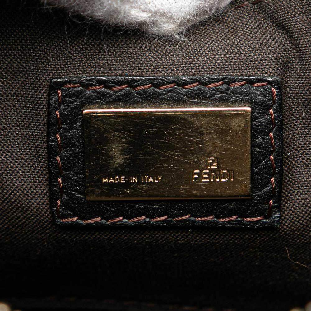 Fendi B Fendi Brown Dark Brown Canvas Fabric Small Zucchino F Charm Crossbody Italy