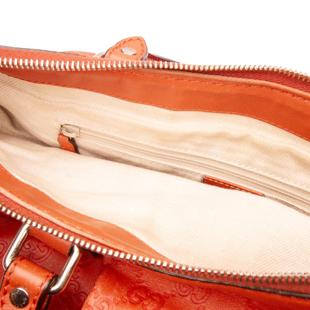 Gucci B Gucci Orange Calf Leather Guccissima Sukey Satchel Italy