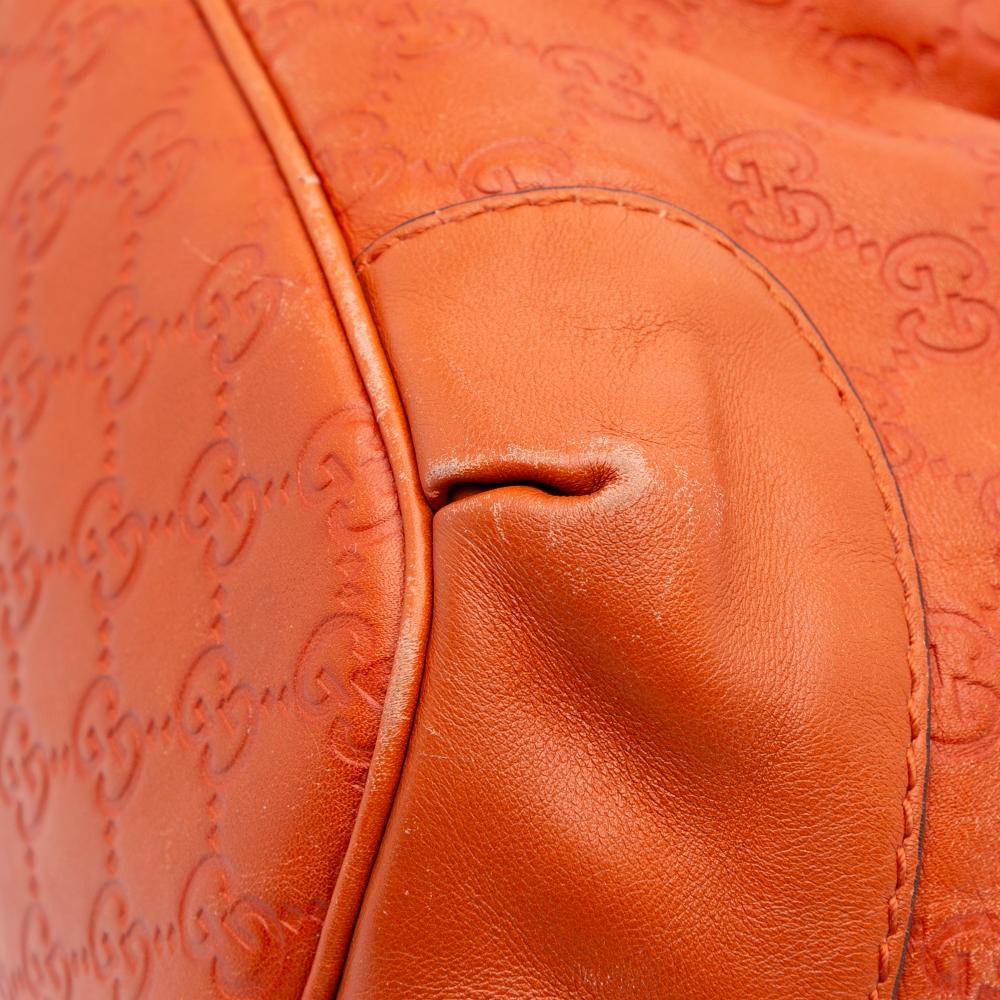Gucci B Gucci Orange Calf Leather Guccissima Sukey Satchel Italy