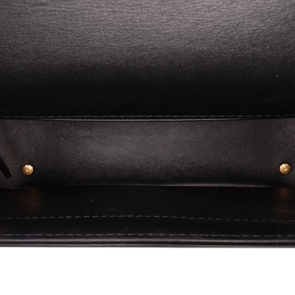 Valentino B Valentino Black Calf Leather Medium Vlogo Chain Shoulder Bag Italy