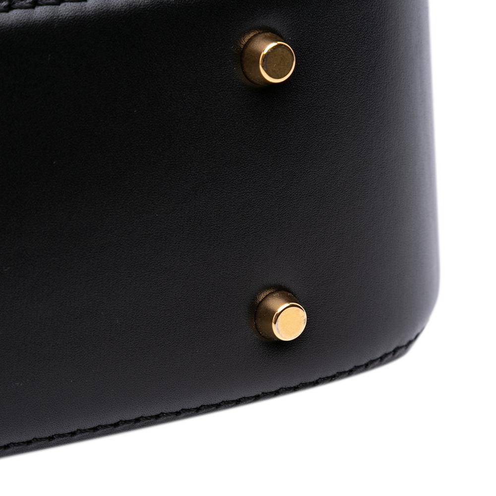 Valentino B Valentino Black Calf Leather Medium Vlogo Chain Shoulder Bag Italy