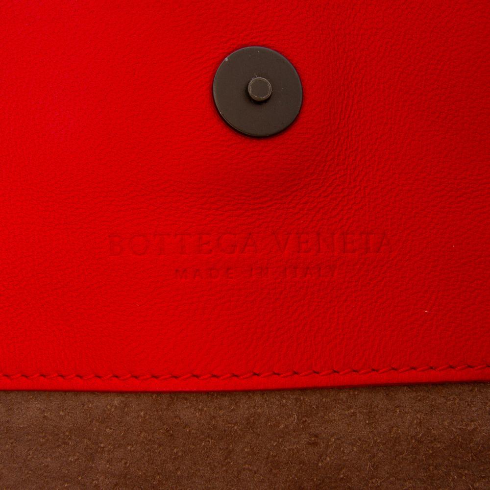 Bottega Veneta B Bottega Veneta Red Nappa Leather Leather Medium Nappa Intrecciato Double Chain Tote Italy
