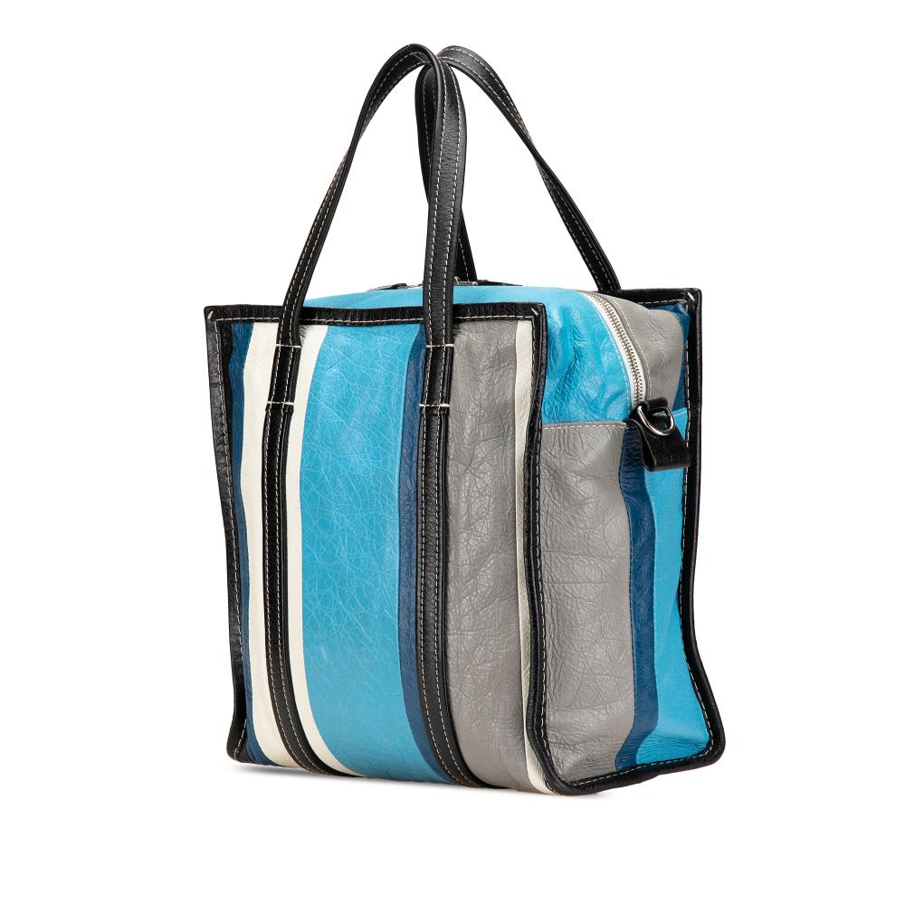 Balenciaga B Balenciaga Blue Aqua Lambskin Leather Leather S Lambskin Bazar Shopper Satchel Italy