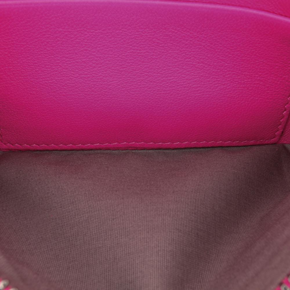 Bottega Veneta Pink Small Calfskin Intrecciomirage Embossed Butterfly Chain Crossbody Italy