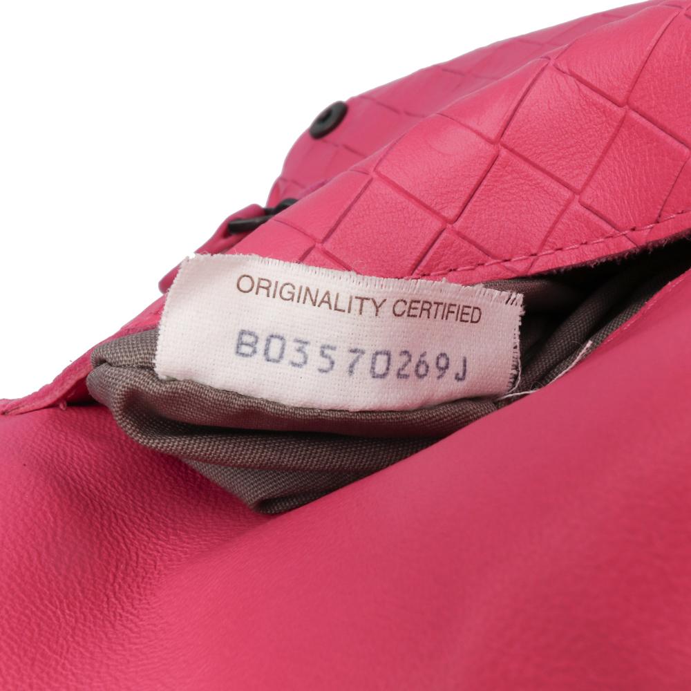 Bottega Veneta Pink Small Calfskin Intrecciomirage Embossed Butterfly Chain Crossbody Italy