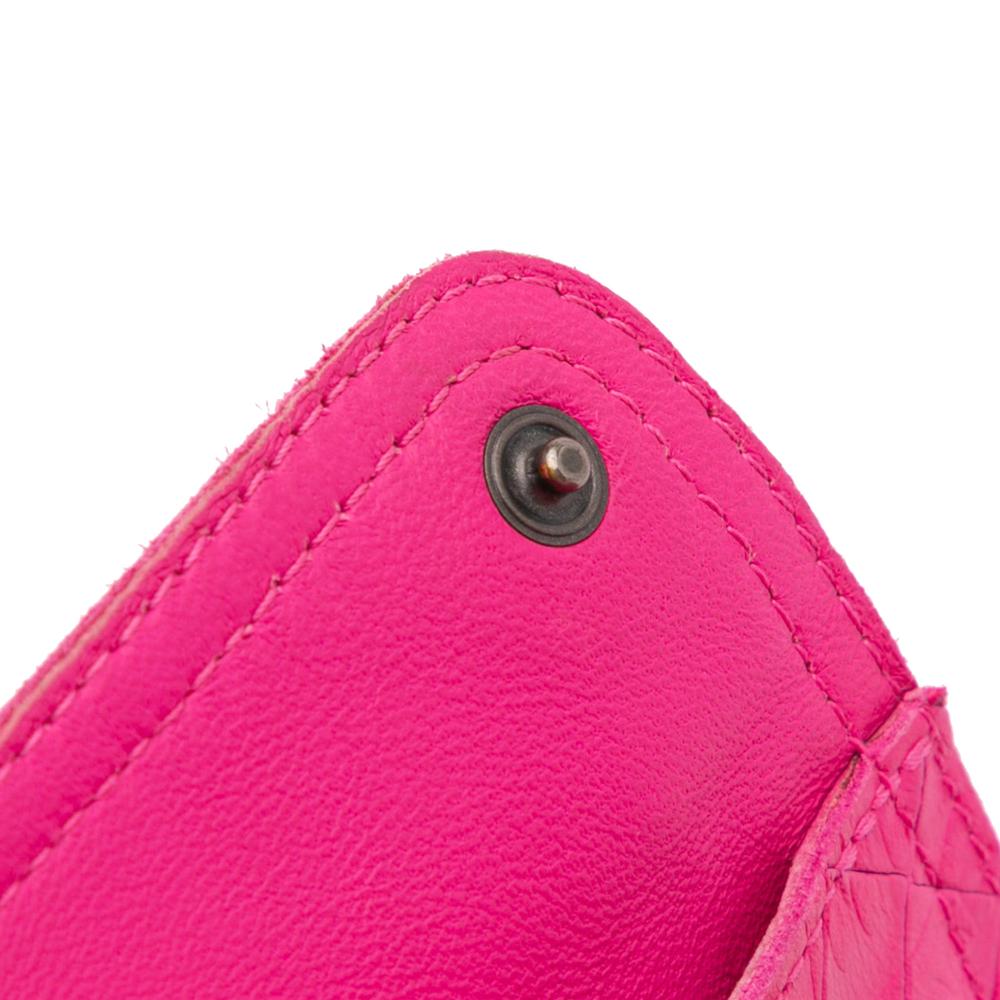 Bottega Veneta Pink Small Calfskin Intrecciomirage Embossed Butterfly Chain Crossbody Italy