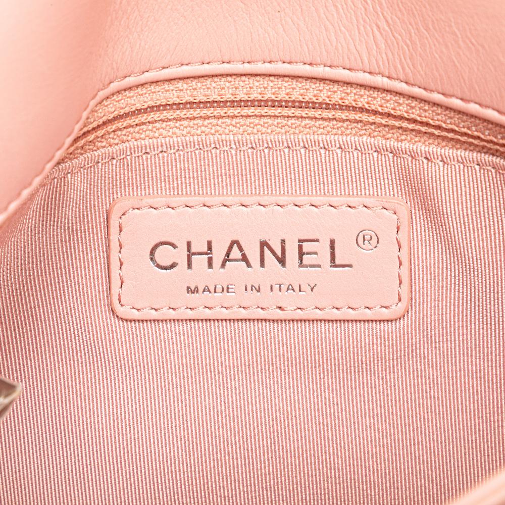 Chanel B Chanel Pink Light Pink Calf Leather Chevron skin Studded Full Flap Italy