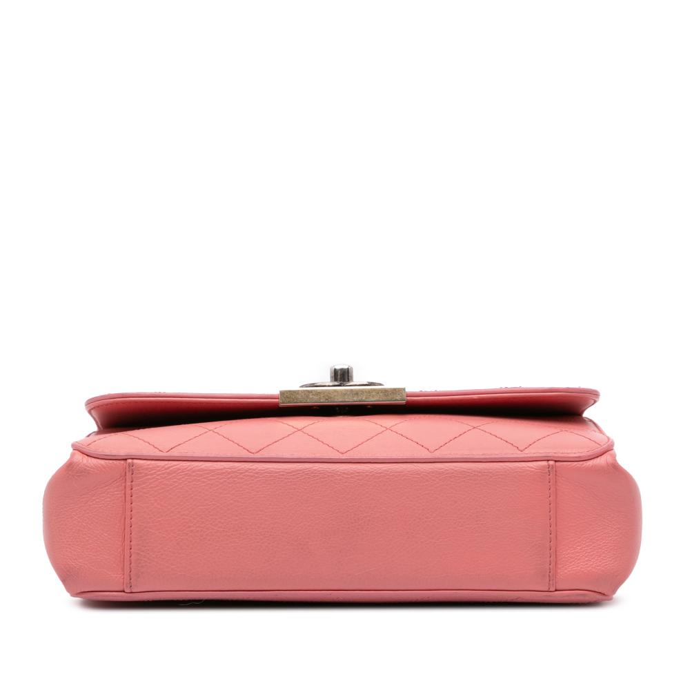 Chanel B Chanel Pink Calf Leather Quilted skin Straight Lined Flap Italy
