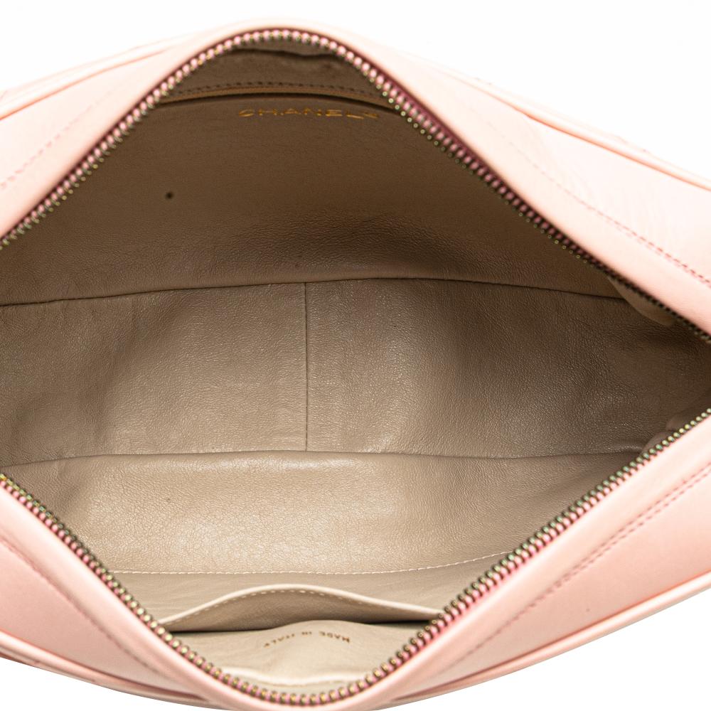 Chanel B Chanel Pink Light Pink Lambskin Leather Leather CC Quilted Lambskin Camera Crossbody Italy