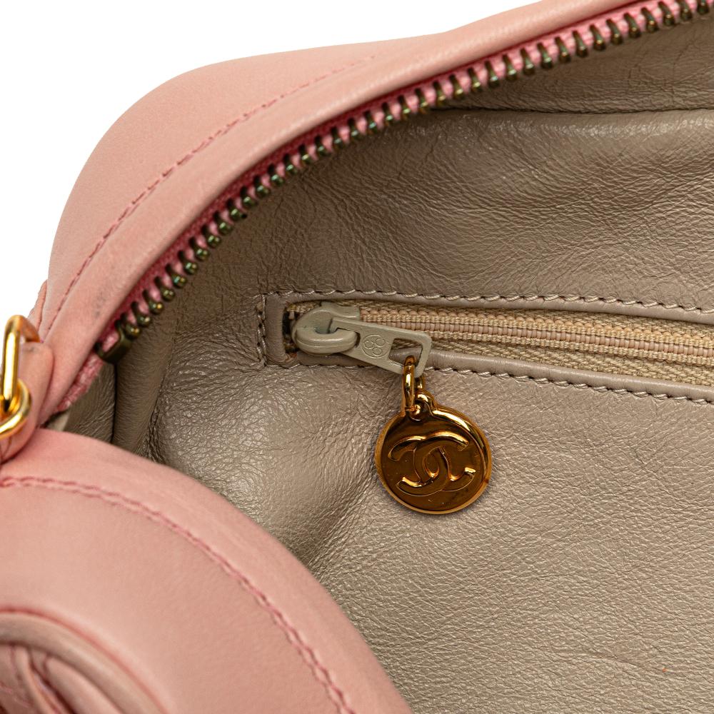Chanel B Chanel Pink Light Pink Lambskin Leather Leather CC Quilted Lambskin Camera Crossbody Italy