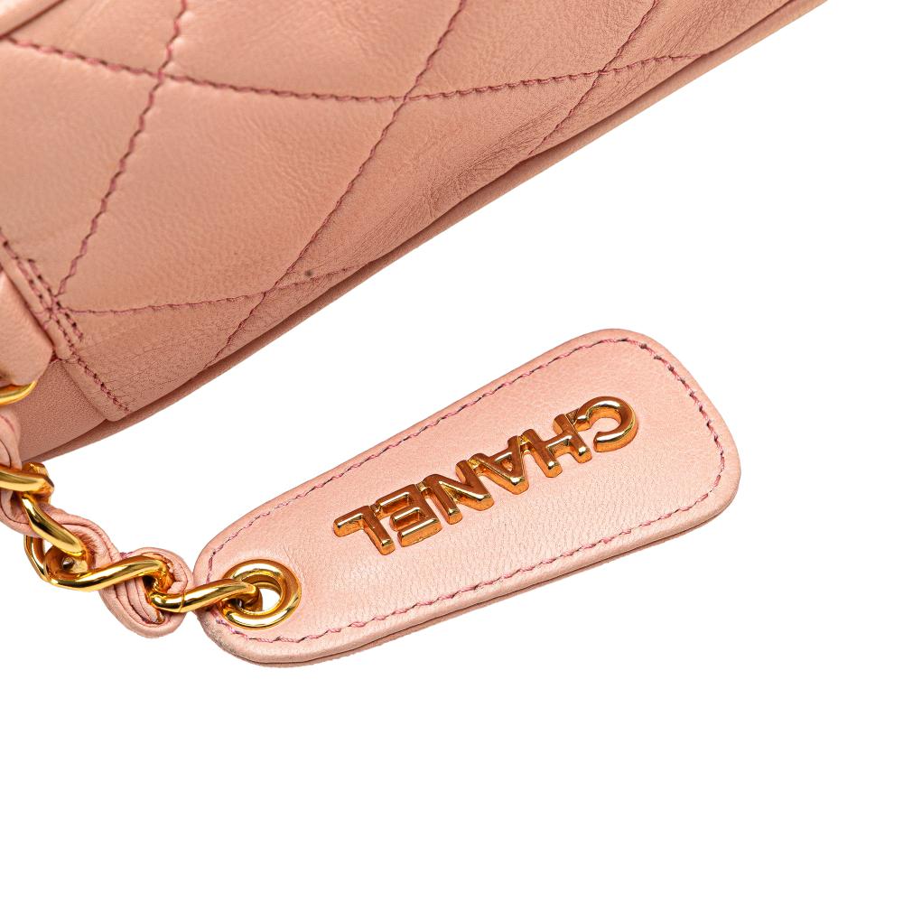 Chanel B Chanel Pink Light Pink Lambskin Leather Leather CC Quilted Lambskin Camera Crossbody Italy