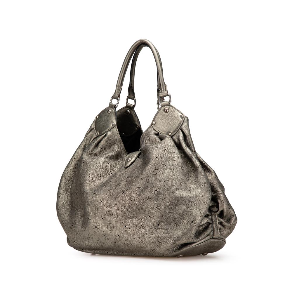 Louis Vuitton B Louis Vuitton Silver Calf Leather Monogram Mahina XL France