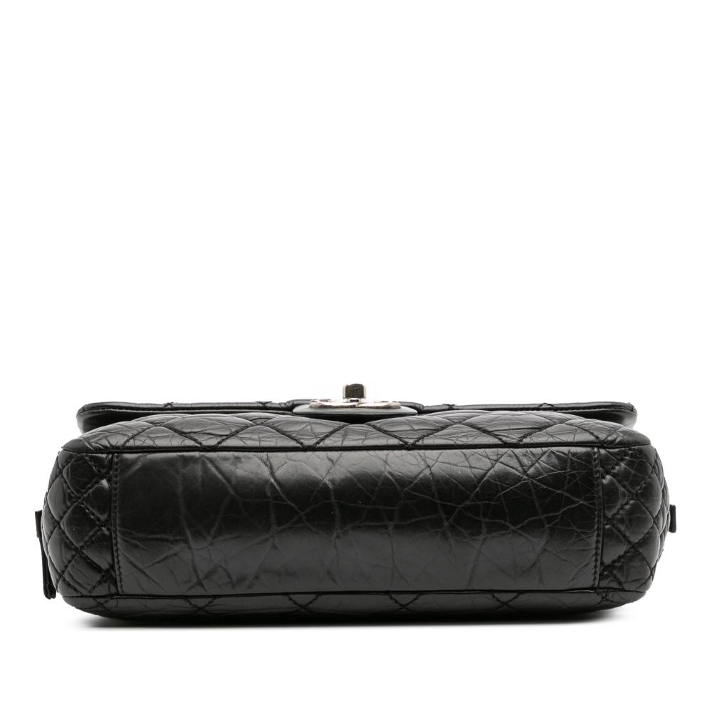 Chanel B Chanel Black Calf Leather Jumbo Quilted Aged skin Portobello Flap Italy