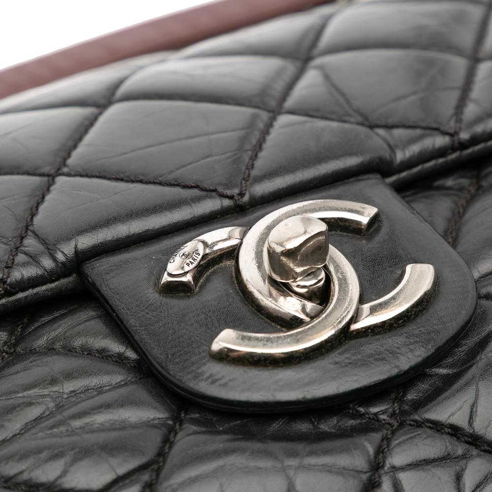 Chanel B Chanel Black Calf Leather Jumbo Quilted Aged skin Portobello Flap Italy