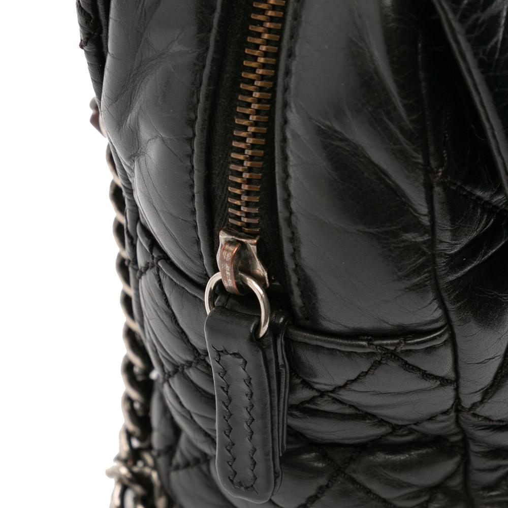 Chanel B Chanel Black Calf Leather Jumbo Quilted Aged skin Portobello Flap Italy